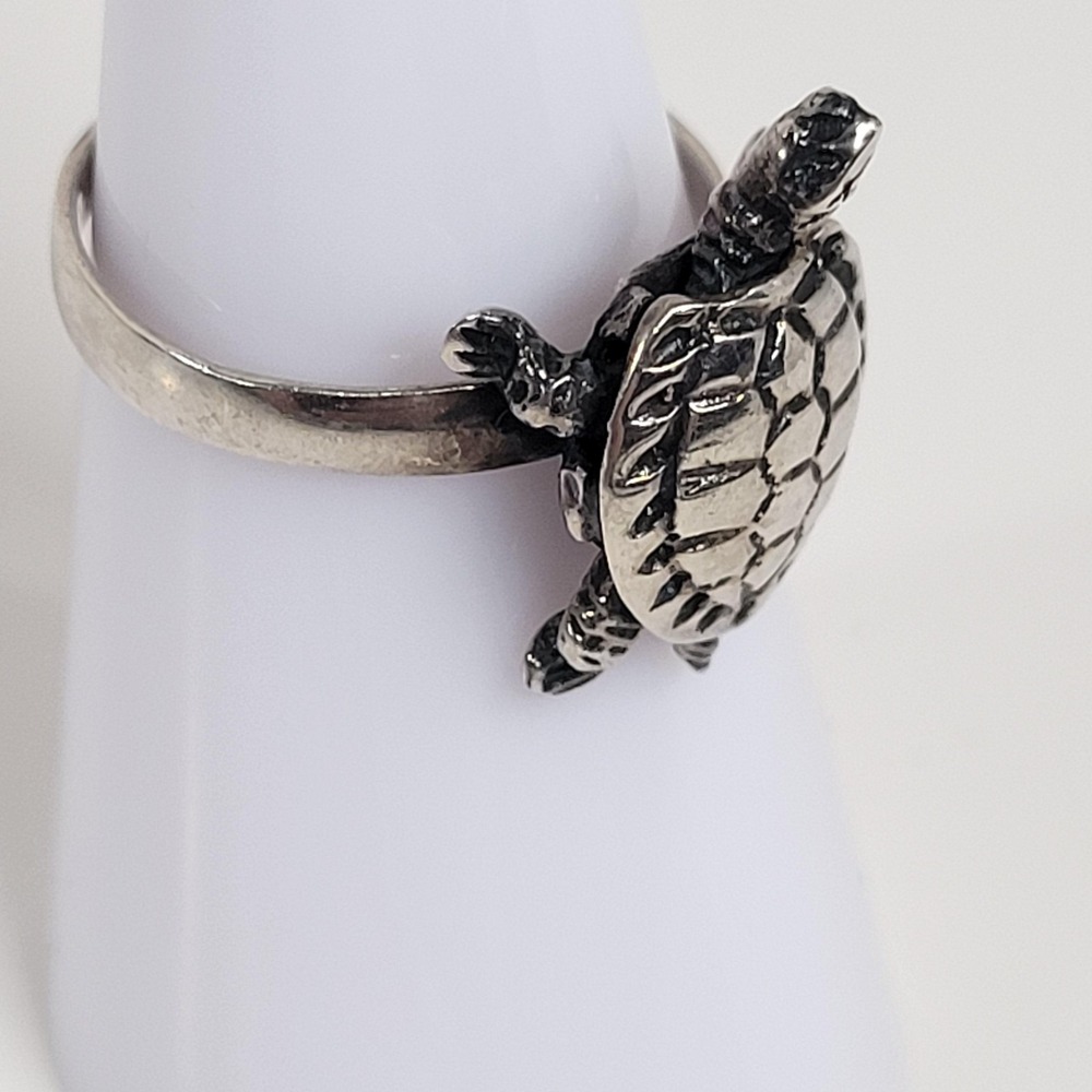 925 Sterling Silver Turtle Ring Size 6.5 Articulated Band Charm Jewelry - Picture 3 of 10